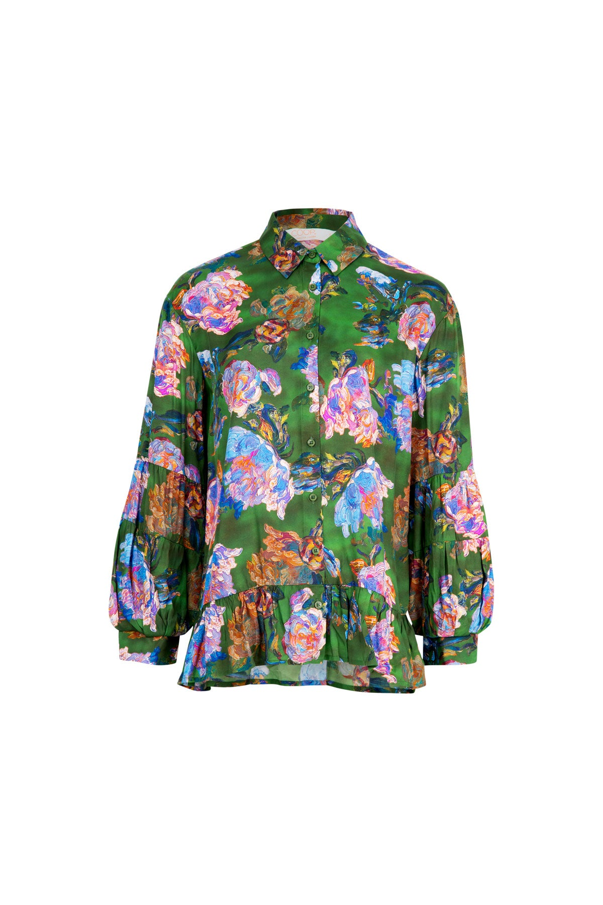 Coop Flounce On Blouse - Green