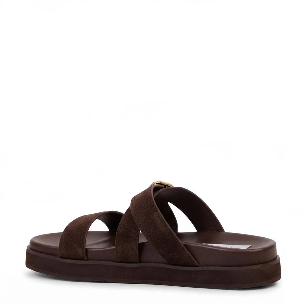 Kathryn Wilson Roda Slide - Espresso Suede/Calf