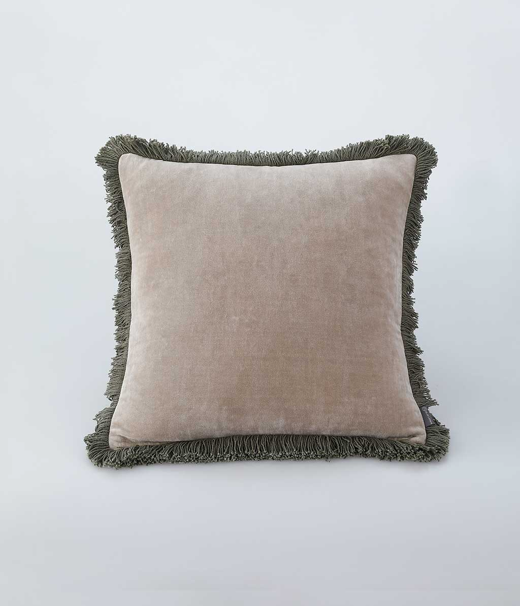 M. M Linen Sabel Square Cushion - Stone/Olive