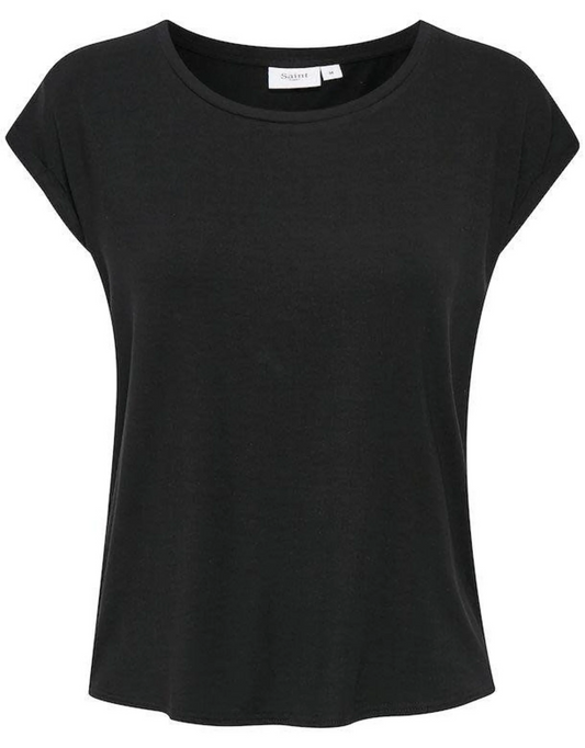Saint Tropez Adelia Roll Cuff T-Shirt - Black