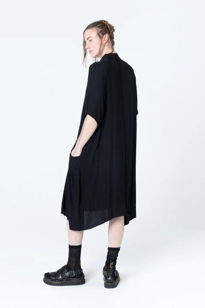 Company Of Strangers Salon Dress - Black Seersucker
