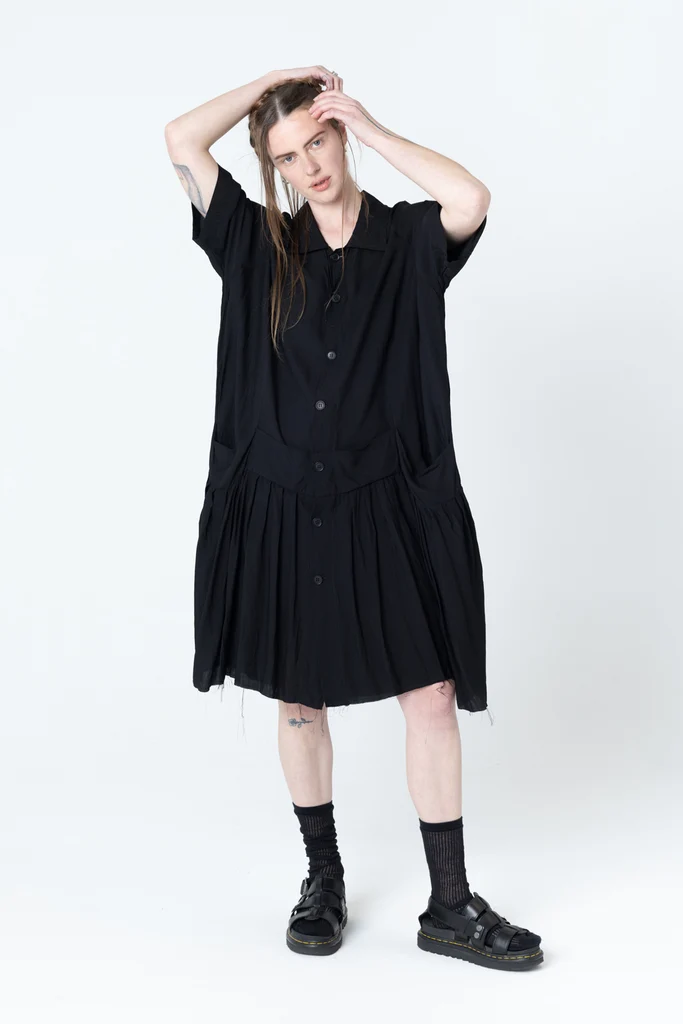 Company Of Strangers Salon Dress - Black Seersucker