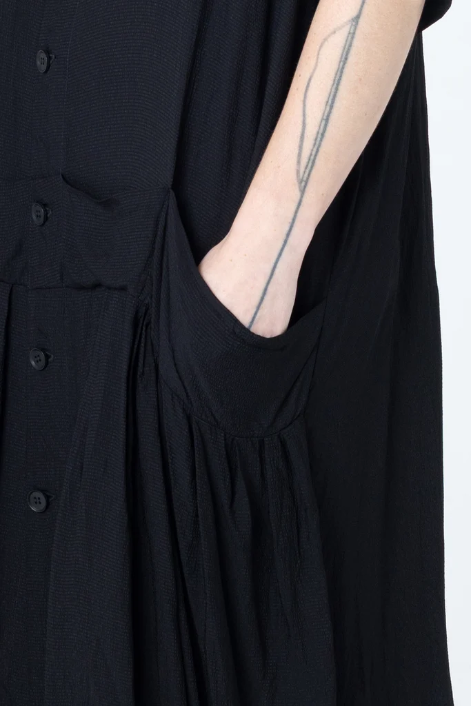 Company Of Strangers Salon Dress - Black Seersucker