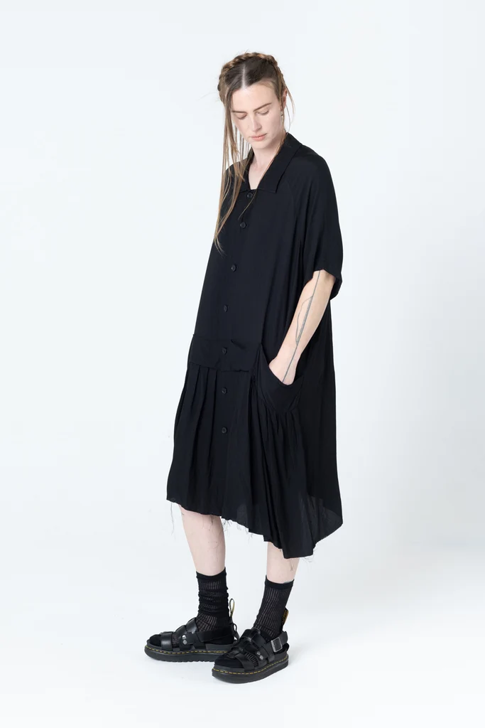 Company Of Strangers Salon Dress - Black Seersucker