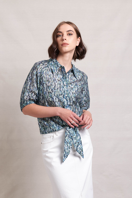 Neris Bow River Blouse - Tranquil