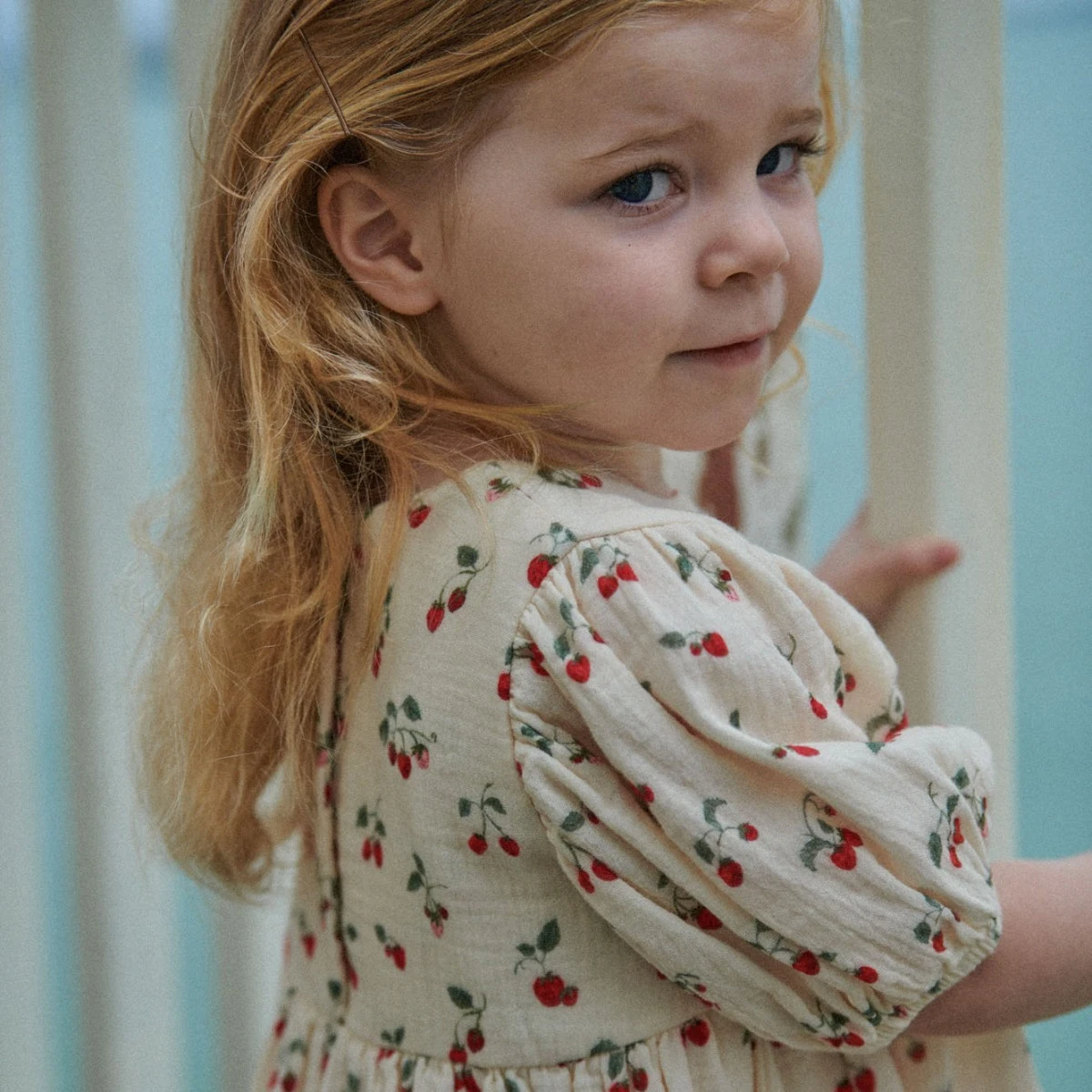 Nature Baby Albertine Dress Muslin - Strawberry Print