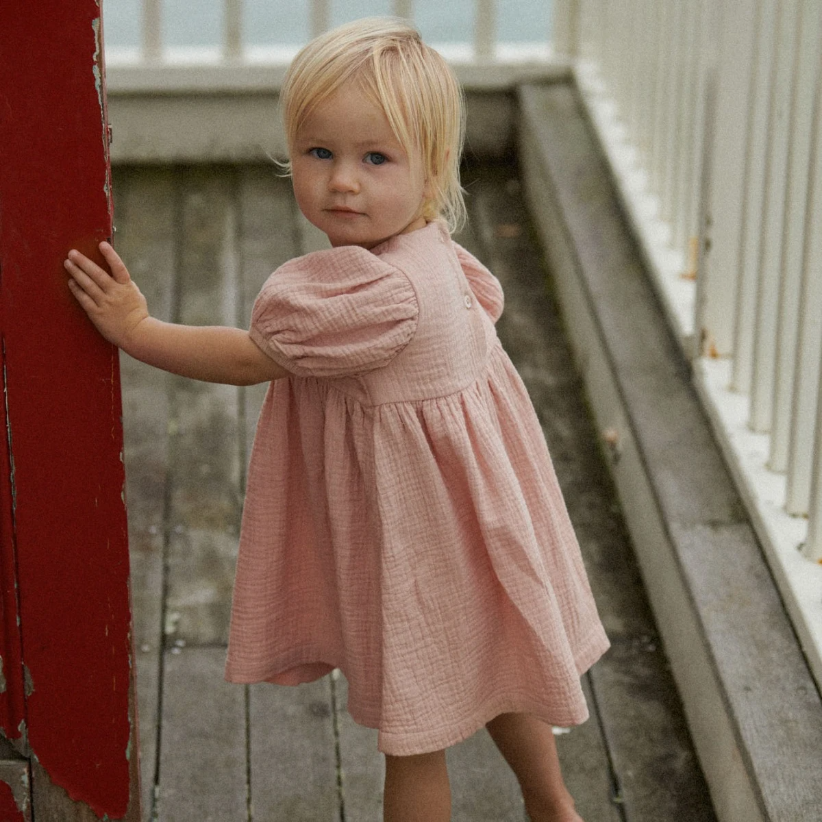 Nature Baby Albertine Dress Muslin - Rose Dust