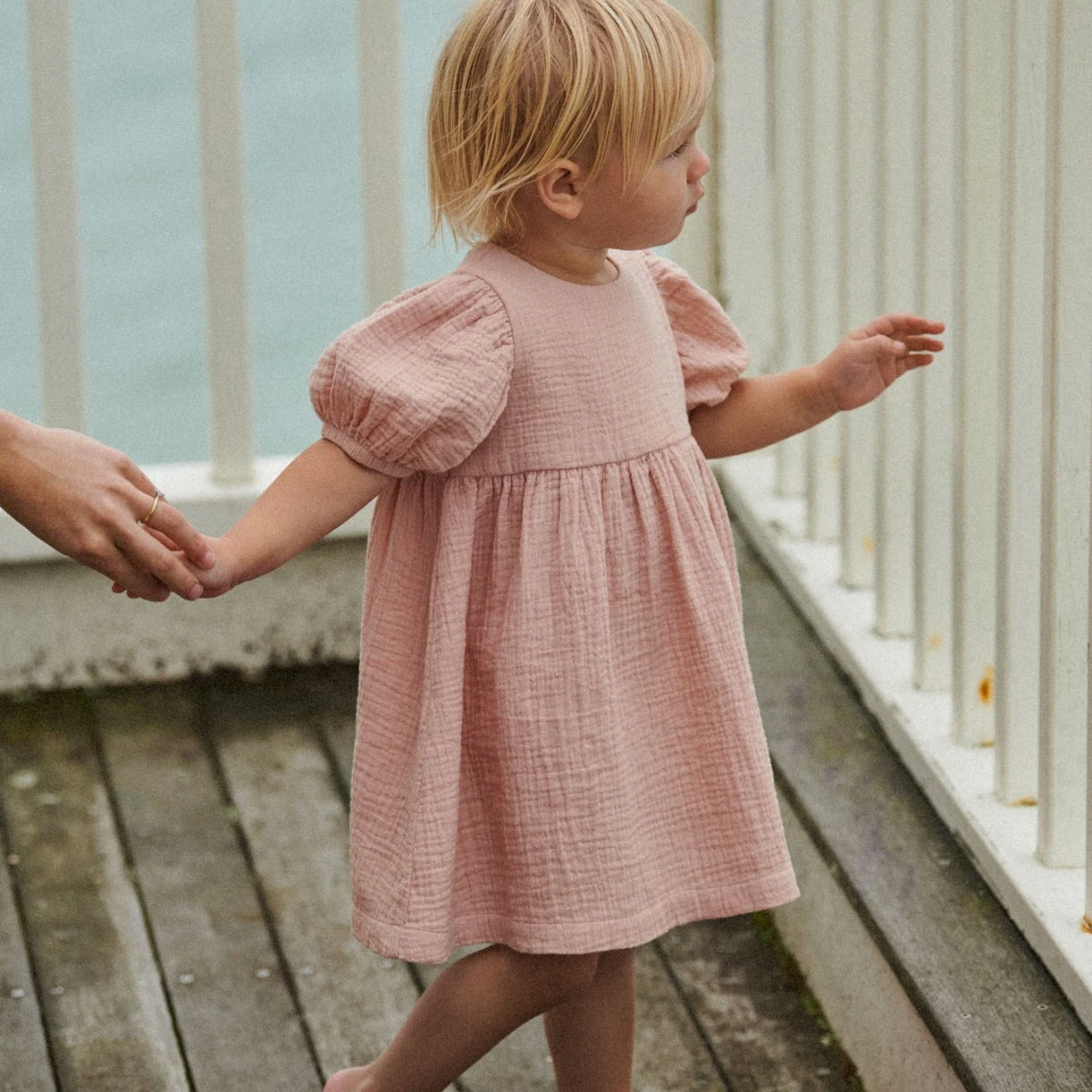 Nature Baby Albertine Dress Muslin - Rose Dust