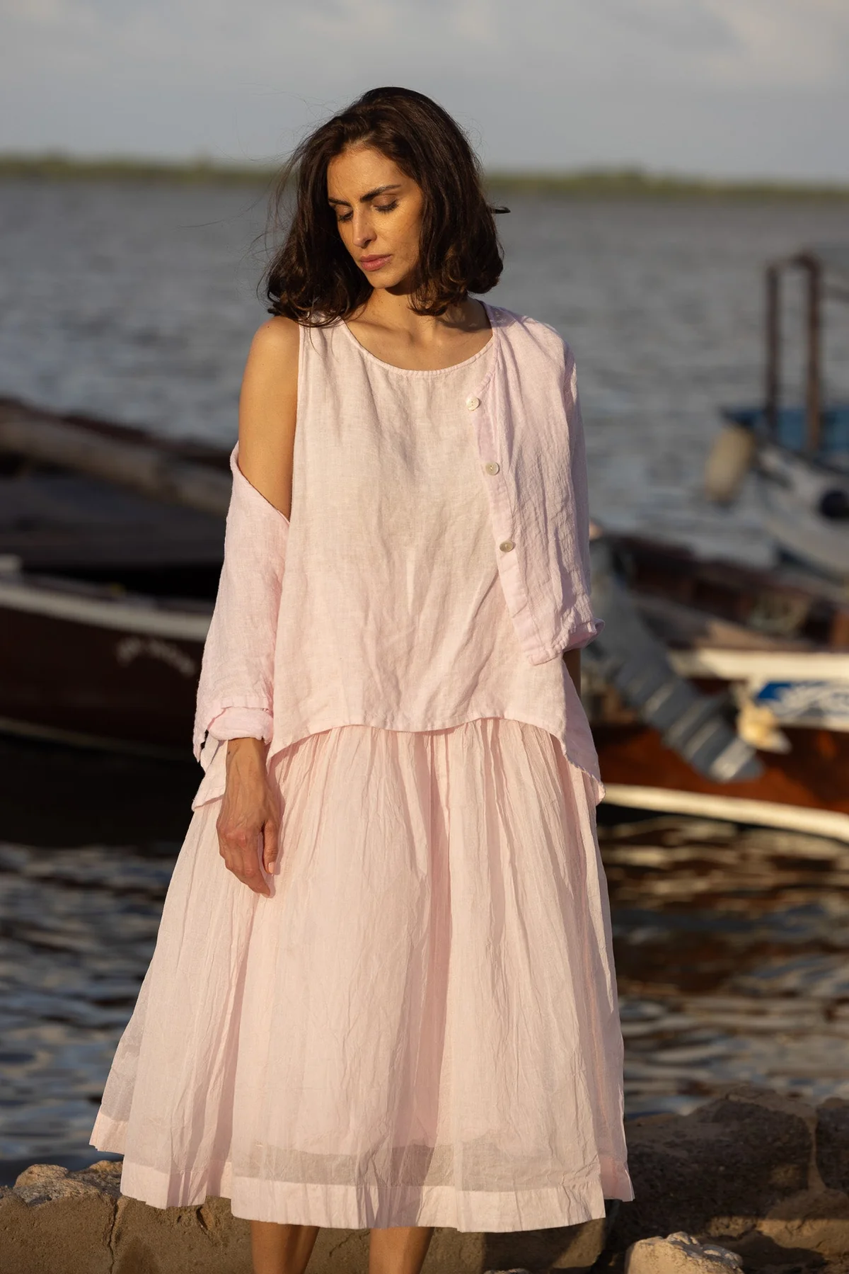 Meg By Design Taji Top Linen - Pink