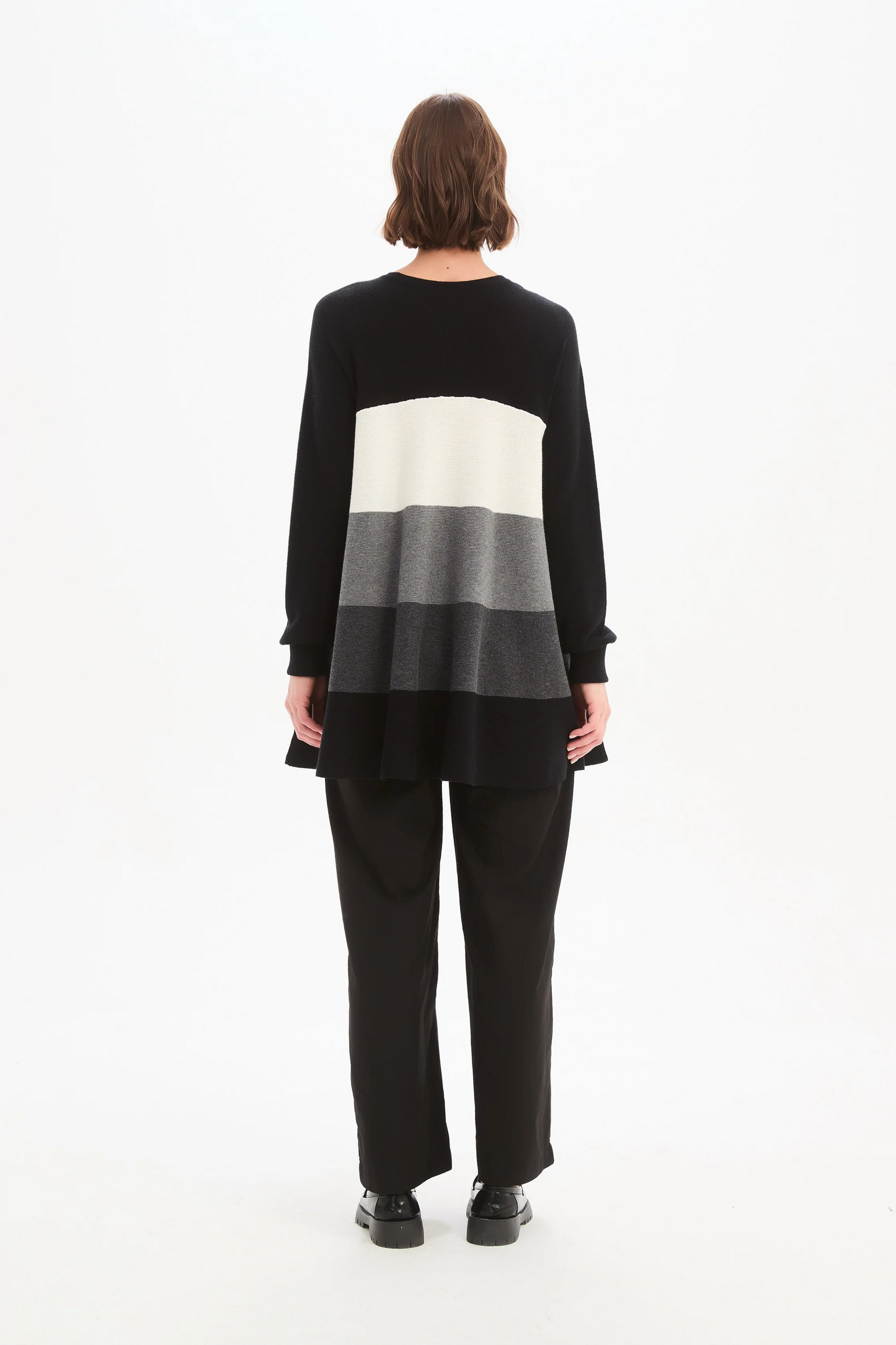 Tirelli Colourblock Stripe Knit - Grey Colourblock