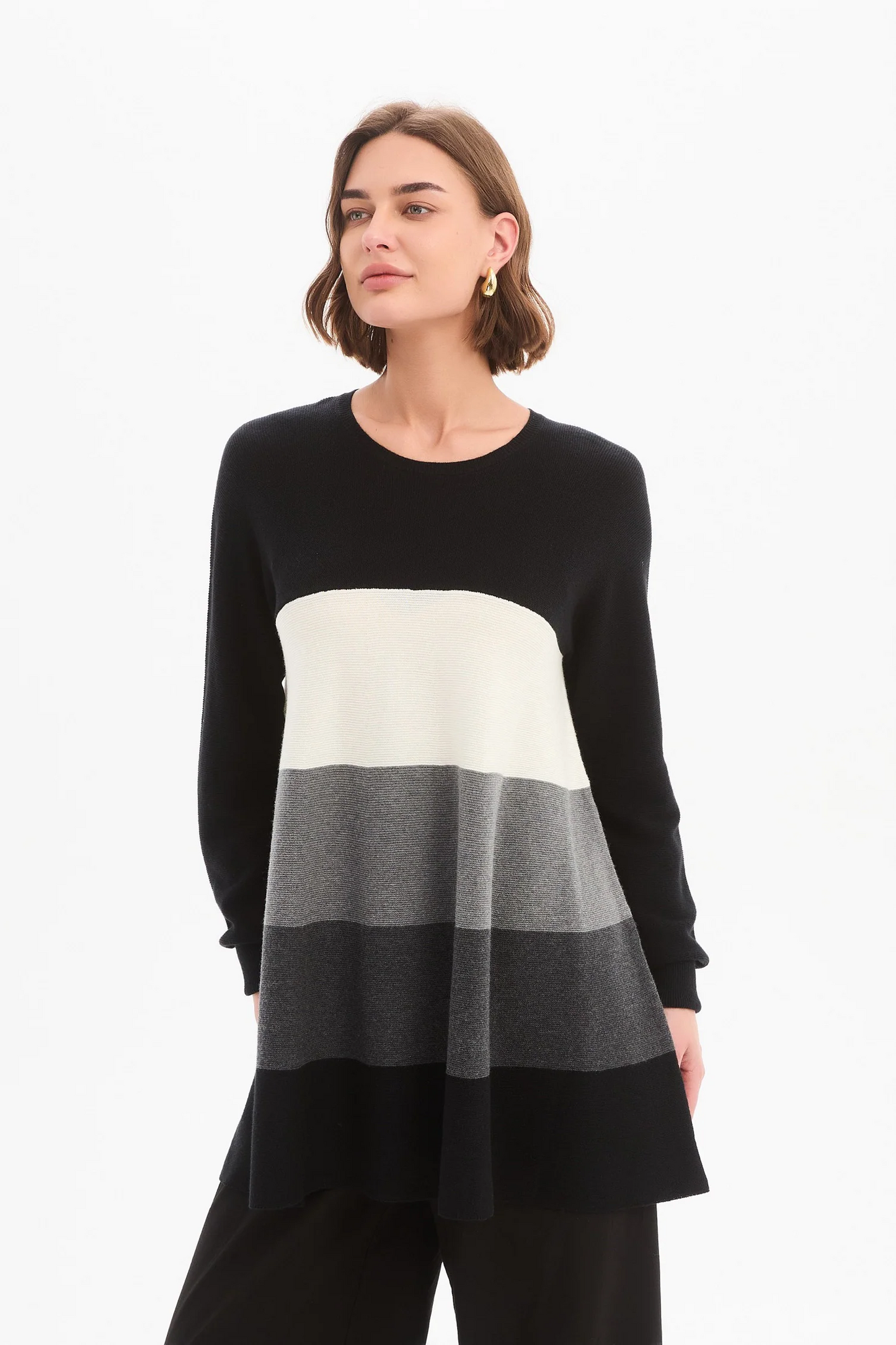 Tirelli Colourblock Stripe Knit - Grey Colourblock