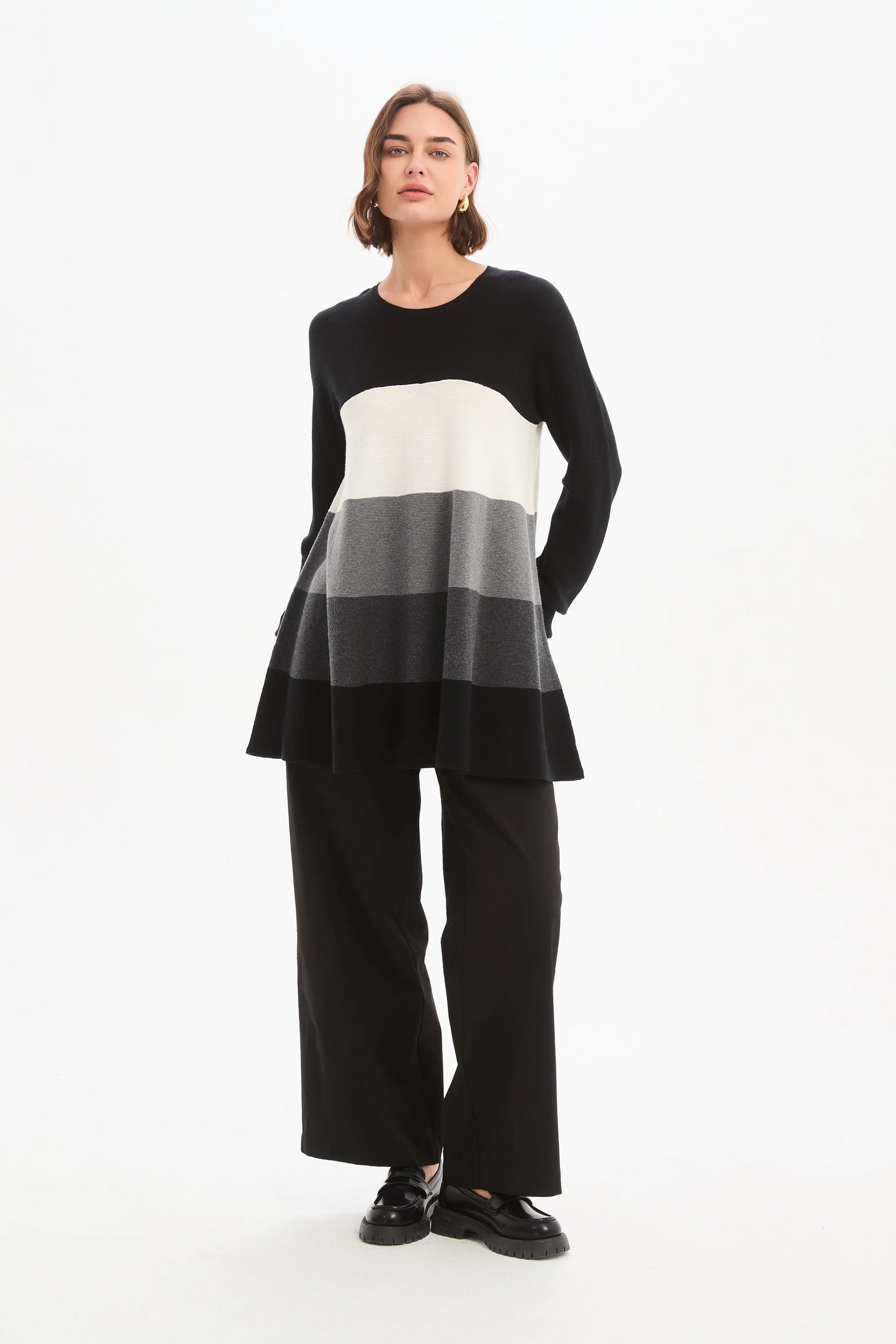 Tirelli Colourblock Stripe Knit - Grey Colourblock