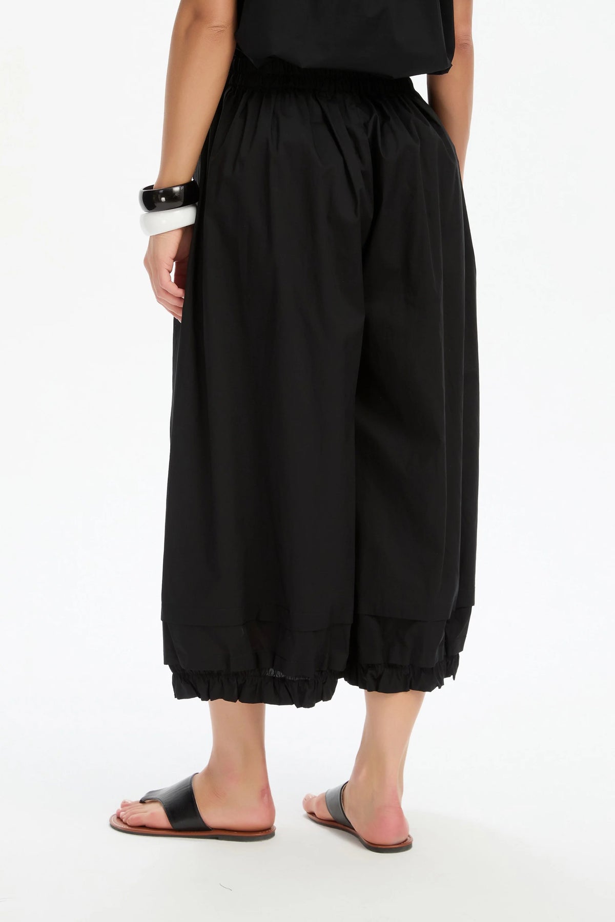 Tirelli Ruffle Cuff Poplin Pant - Black