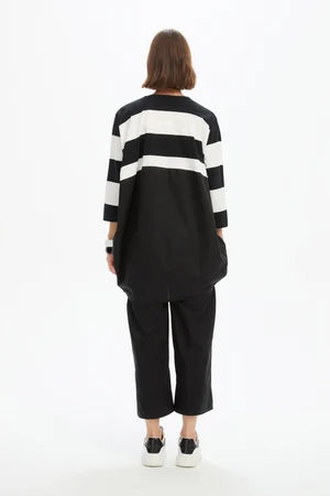 Tirelli Stripe Billow Combi Top - Black/White Stripe