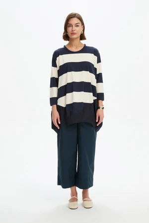 Tirelli Stripe Billow Combi Top - Black/White Stripe