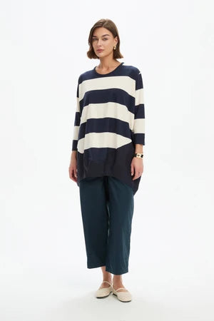 Tirelli Stripe Billow Combi Top - Black/White Stripe