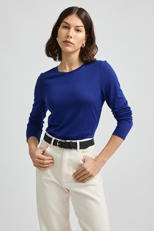 Toorallie Merino Crew Tee - Cobalt