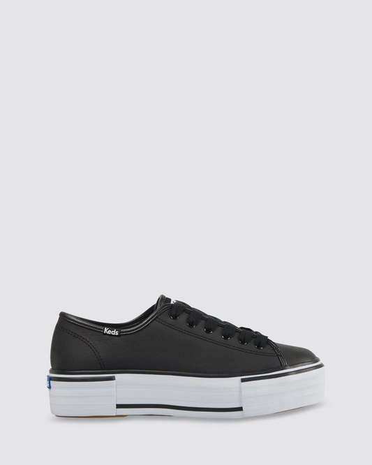 Keds Triple Up Leather Bumper Foxing Sneakers - Black/White