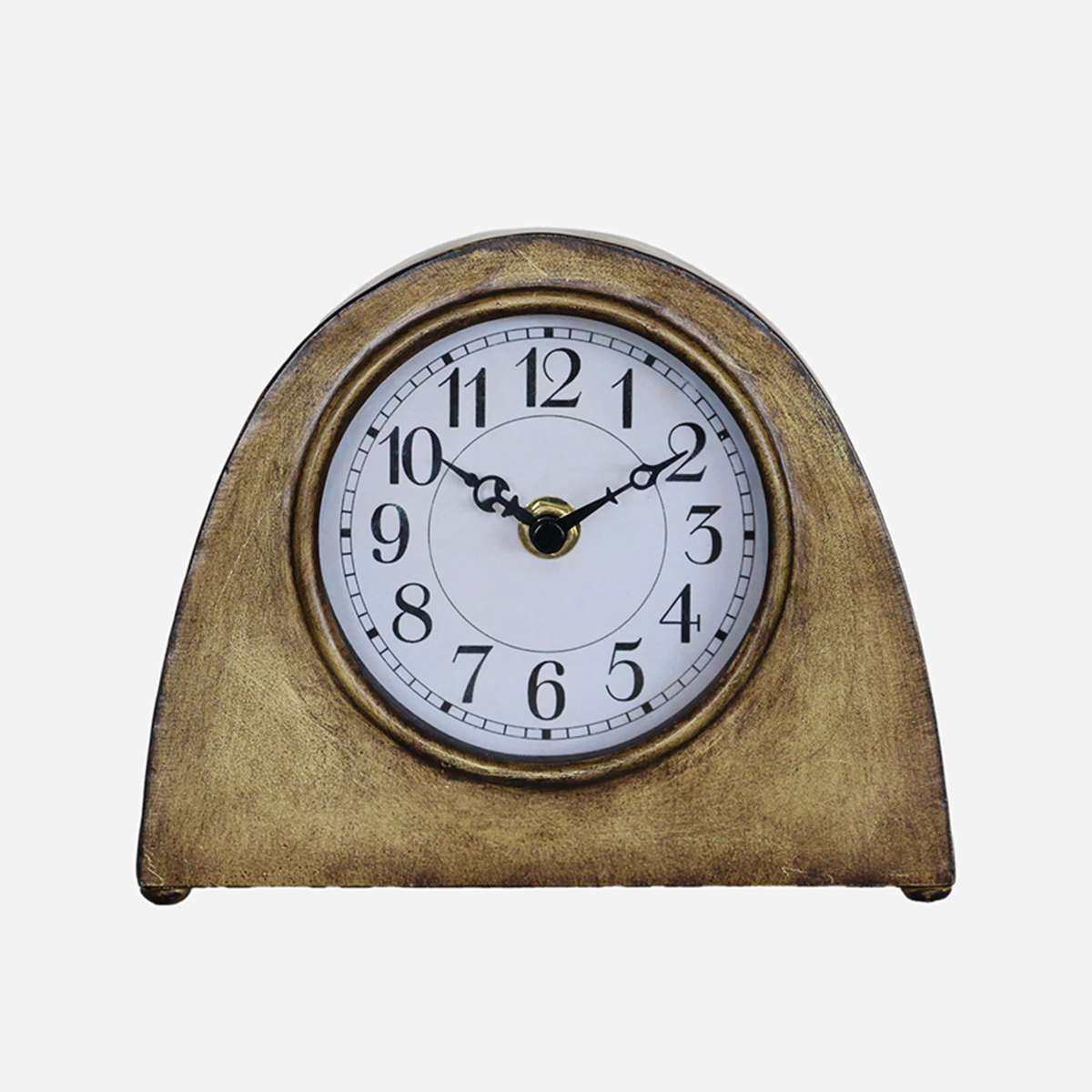 CC Interiors Arched Mantle Clock in Antique Brass Finish