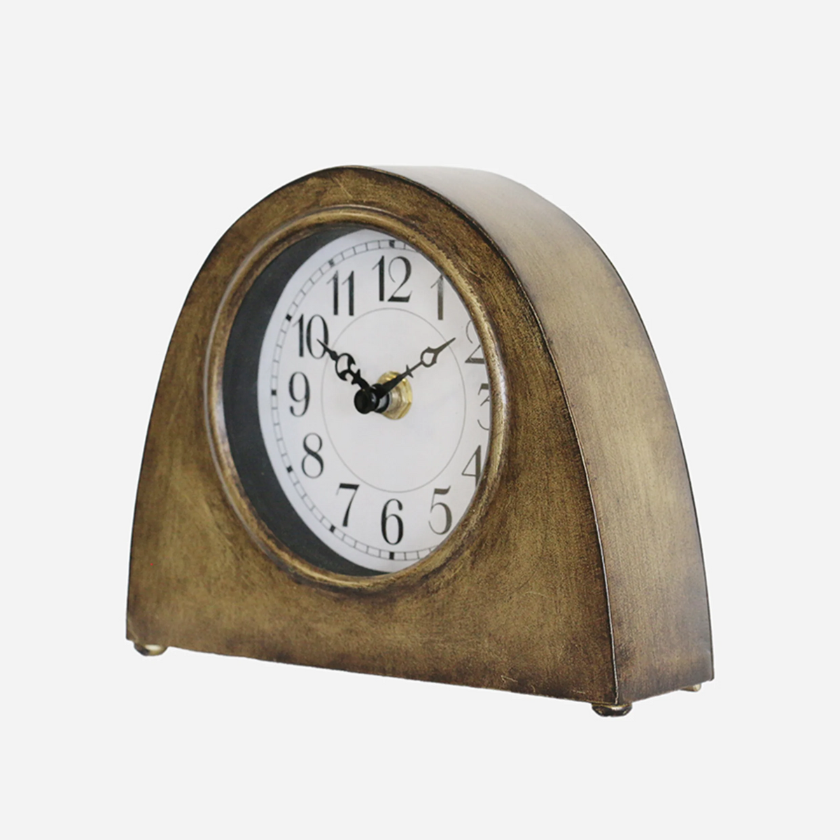 CC Interiors Arched Mantle Clock in Antique Brass Finish