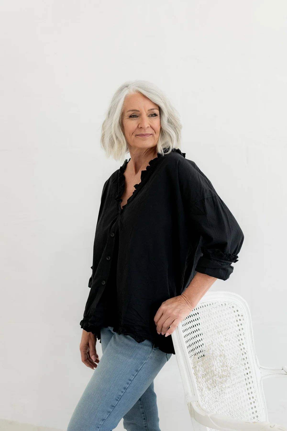 Meg By Design Tully Shirt Cotton Poplin - Black