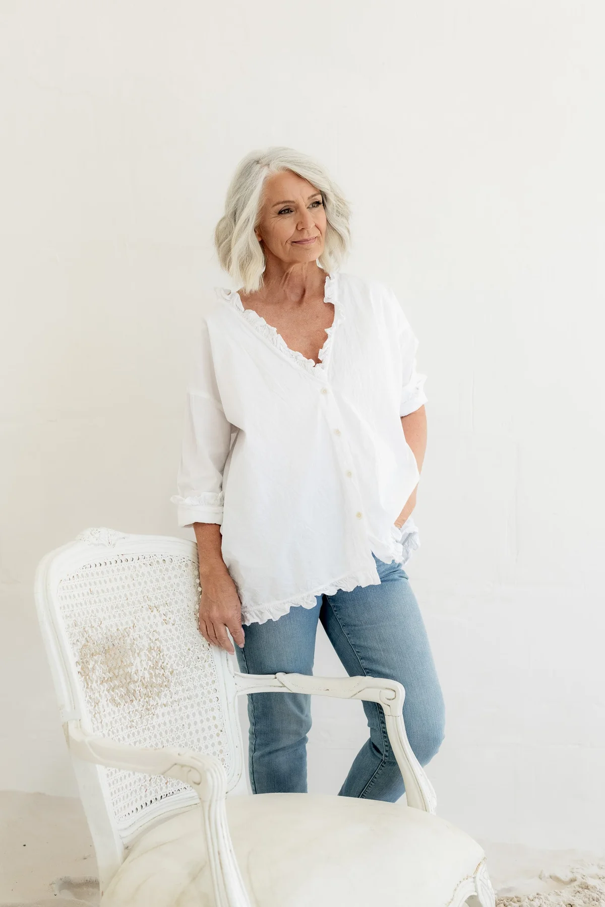 Meg By Design Tully Shirt Cotton Poplin - White