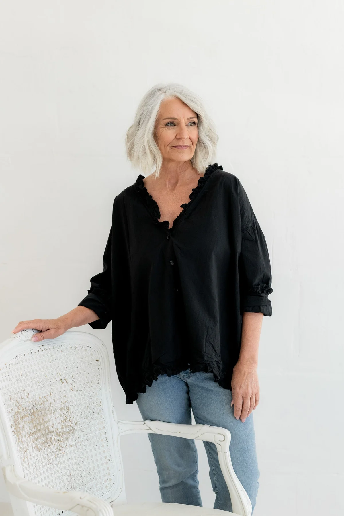 Meg By Design Tully Shirt Cotton Poplin - Black