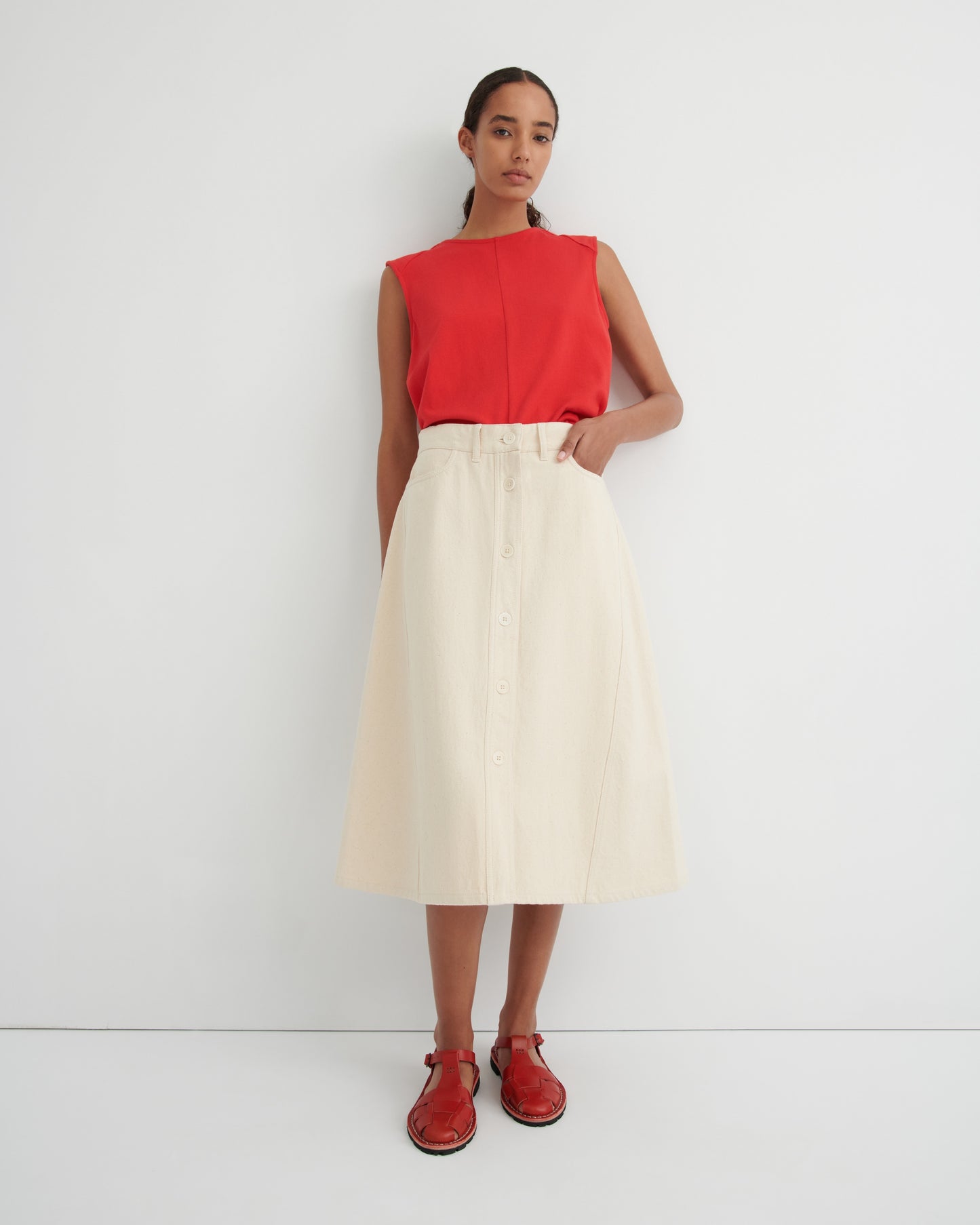Kowtow Jubilee Skirt - Ecru Denim