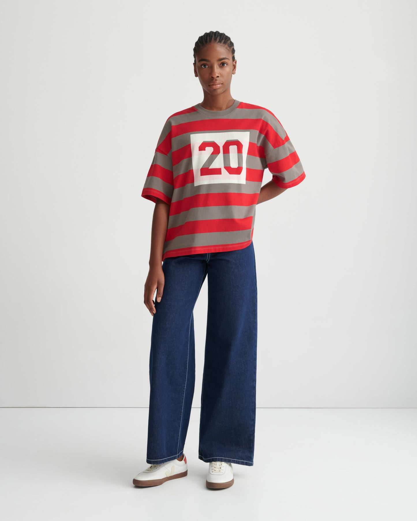 Kowtow Twenty Tee - Poppy Stripe