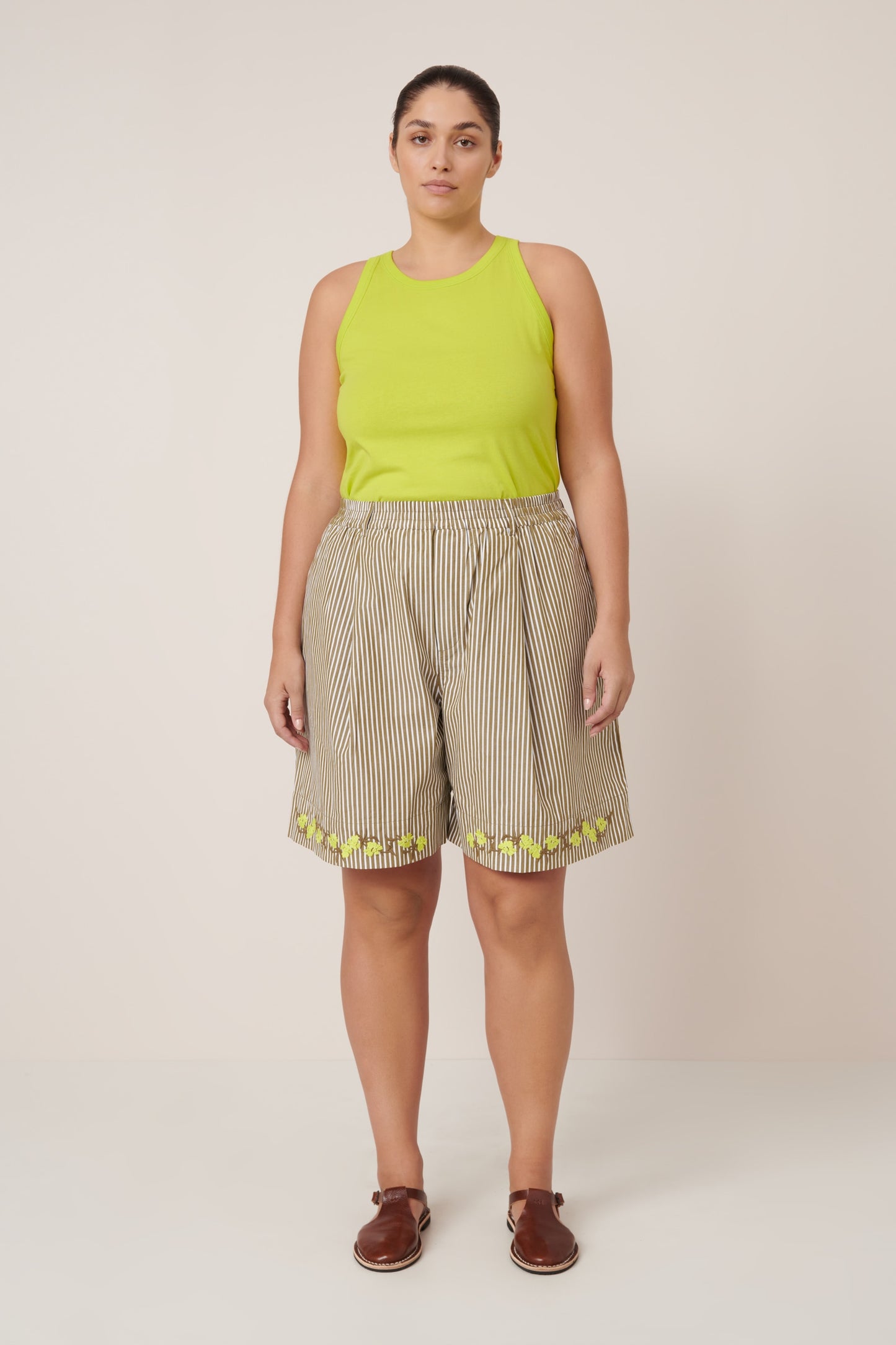 Kowtow Wildflower Shorts - Treetop Stripe