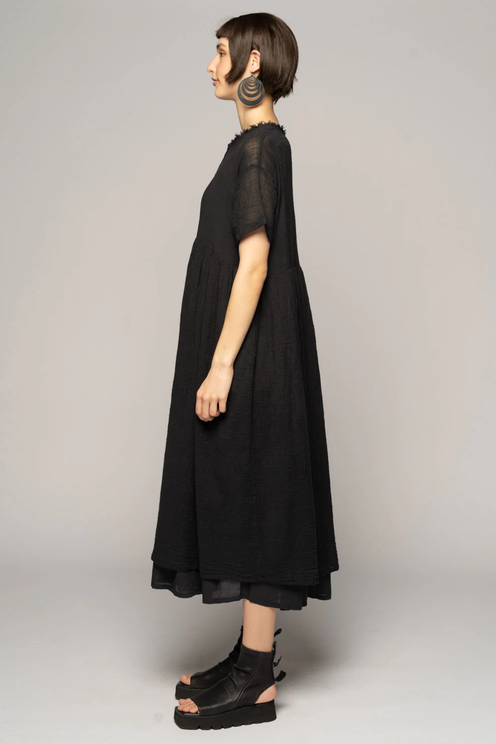 Dogstar Wattle Gather Dress - Plain Black
