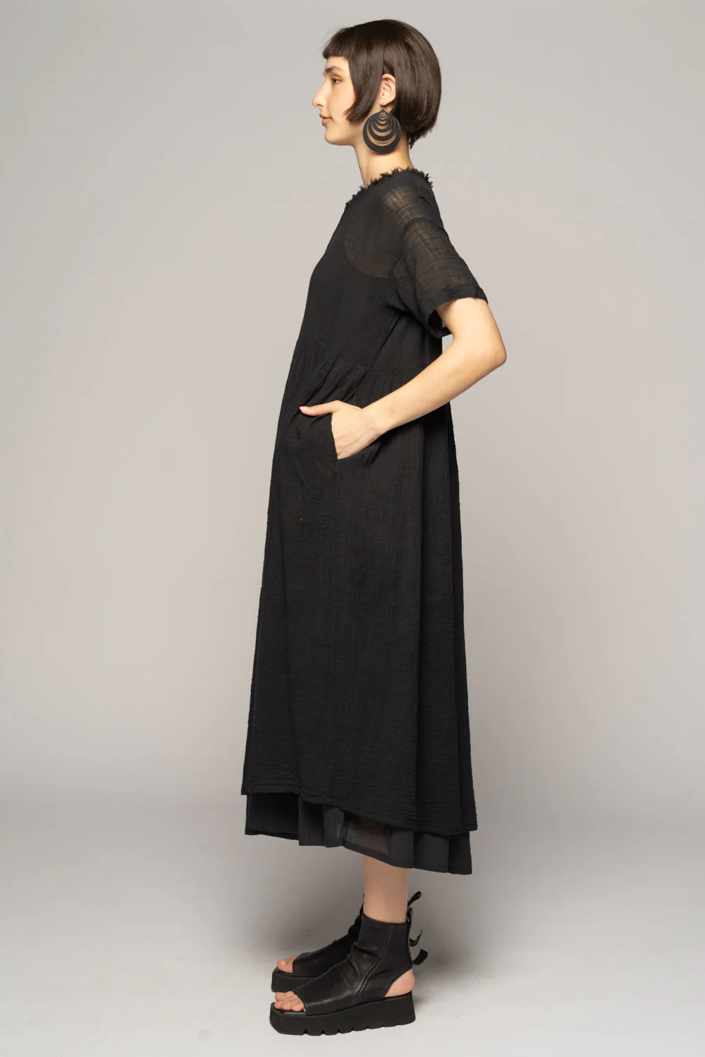 Dogstar Wattle Gather Dress - Plain Black