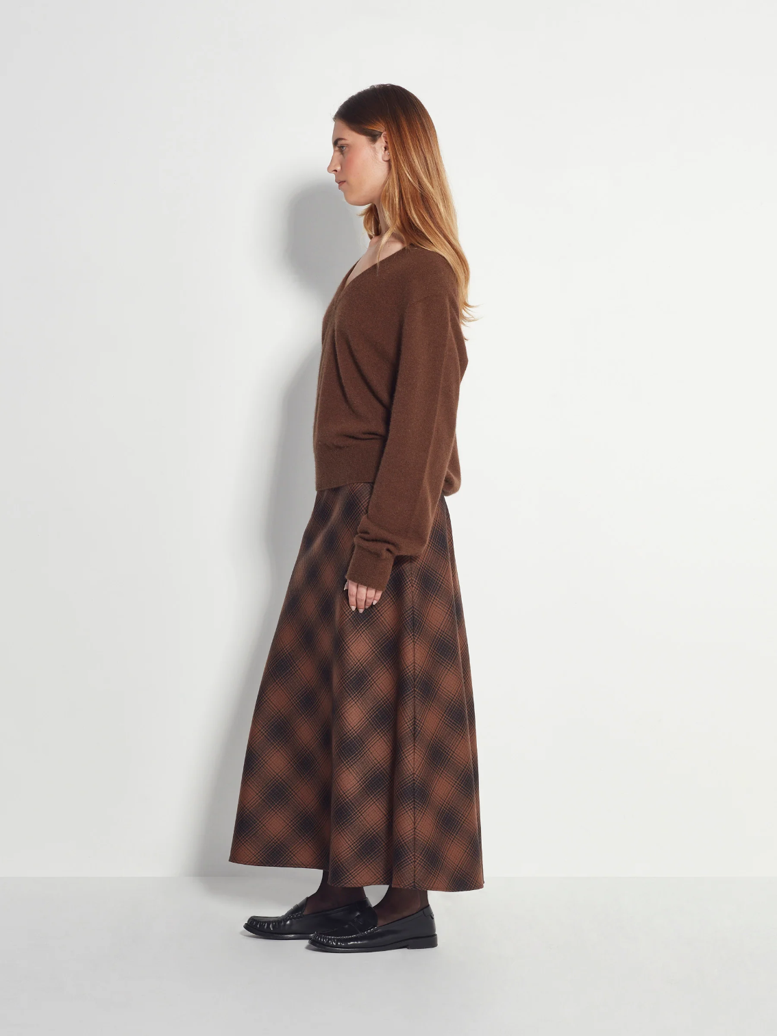 Juliette Hogan Dylan V-Neck Perino Knit - Russet