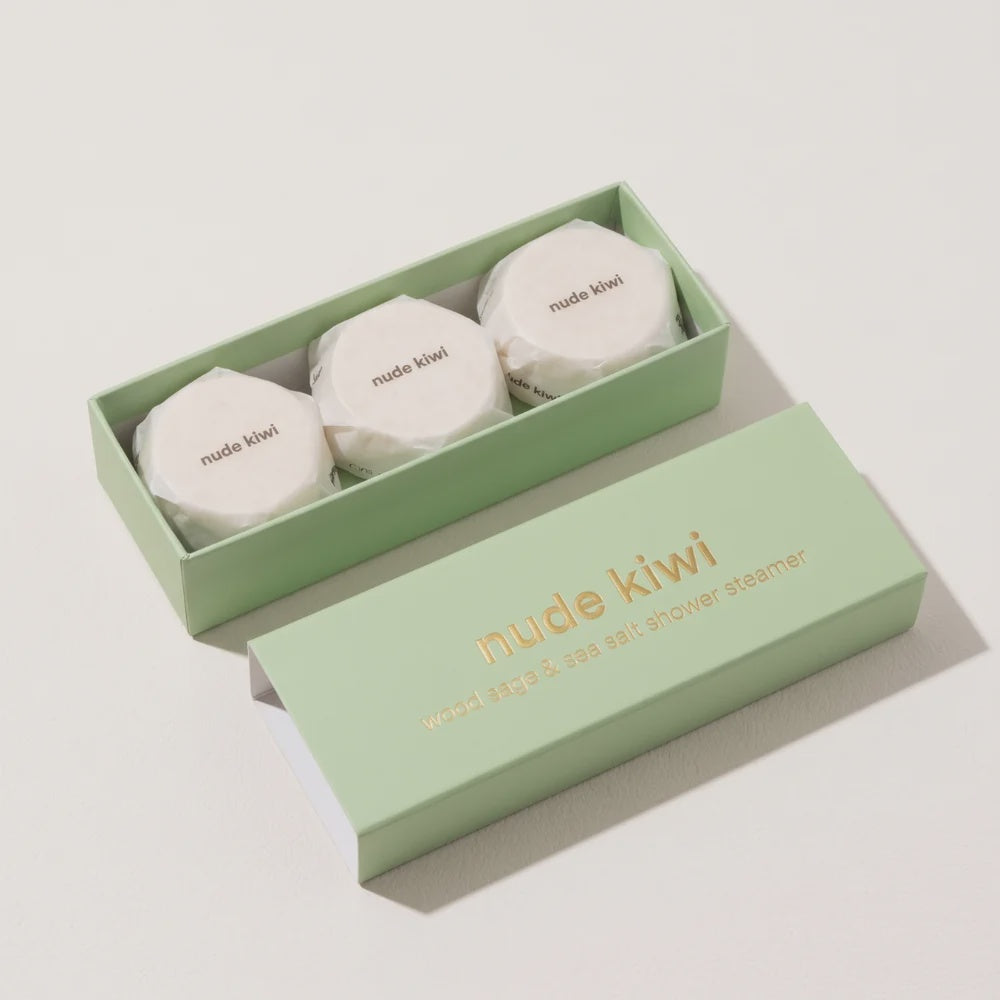 Nude Kiwi Shower Steamer 3pk - Wood Sage & Sea Salt